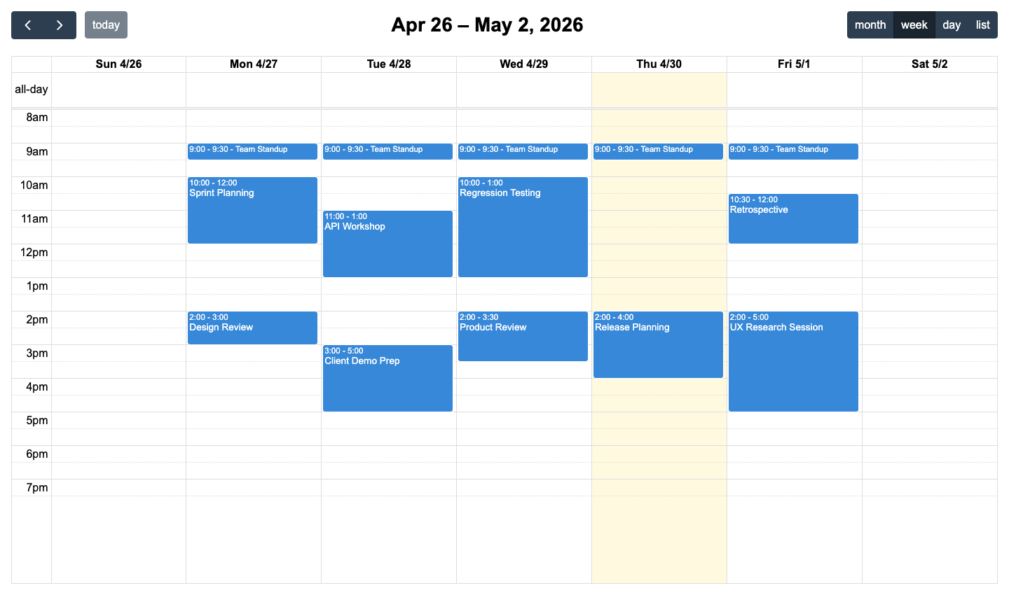 FullCalendar